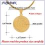 Fusamk Fashion Plated 18K Gold Allah Pendant Round Necklace,22'' Box Chain