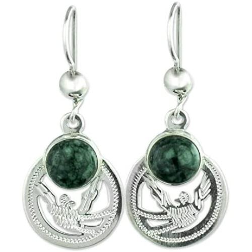 NOVICA Jade .925 Sterling Silver Dangle Earrings Quetzal Patriot