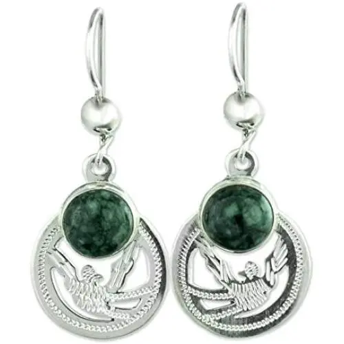 NOVICA Jade .925 Sterling Silver Dangle Earrings Quetzal Patriot