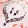 EVER FAITH Womens Austrian Crystal Decorative Leaf Teardrop Necklace Earrings Set