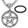 Gungneer Wicca Star Necklace Pendant Stainless Steel Pagan Jewelry Pentacle Strength Power Talisman for Men Women