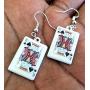 Poker Playing Cards Clubs Diamonds Hearts Spades Dangle Earrings by Pashal
