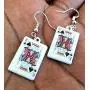 Poker Playing Cards Clubs Diamonds Hearts Spades Dangle Earrings by Pashal