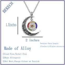 BEKECH Order of The Eastern Star Inspired Gift OES Charm Crescent Moon Pendant Necklace OES Sorority Jewelry Gift for Sorority Graduates Campus Girls Women