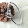 Merdia Polished Cuff Bracelet for Women Titanium Steel Rose Flower Bracelet 22.4G