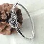 Merdia Polished Cuff Bracelet for Women Titanium Steel Rose Flower Bracelet 22.4G Merdia Polished Cuff Bracelet for Women Titanium Steel Rose Flower Bracelet 22.4G