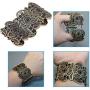 Amupper Metal Lace Bracelet and Earrings Set Bohemian Filigree Cuff Bangle Antique Jewelry for Womens Ladies