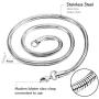 MOWOM 4.0mm Wide Silver Color Mens Chain Necklace for Women Boys Kids Water Resistant Stainless Steel Snake Men Necklace Chain Link Necklace Thin (14-40 Inches Long)