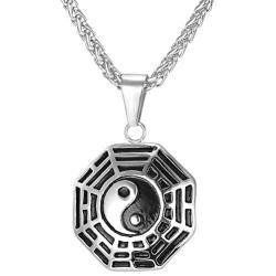 U7 Jewelry Men Women Yoga Necklaces Stainless Steel/18K Gold Plated Taoism Tai Ji Yin Yang Pendant Necklace