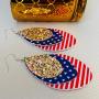 Football Earrings for Women - Glitter Leather Earrings Dangles - 3-Layered Faux Leather Big Statement Earrings - American Football - Glitter & PU Leather - Set of Two - Mall of Style