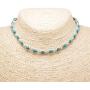 BlueRica Hemp Choker Necklace with Light Gray Cats Eye & Turquoise Fimo Glitter Beads