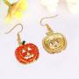 iWenSheng Halloween Pumpkin Earrings Red - Hypoallergenic Crystal Dangle Earring for Women Holiday Night Costume Jewelry Smiling Face Pumpkin Drop Earrings, Fun and Festive