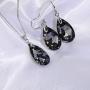 Crystal Jewelry Set for Women - Elegant 14k White Gold Plated Sparkly Teardrop Crystal Cubic Zirconia Rhinetstone CZ Necklace Earring Set for Grils Wedding Party Prom Bride Bridesmaids Gift Costume Jewelry