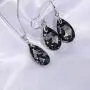 Crystal Jewelry Set for Women - Elegant 14k White Gold Plated Sparkly Teardrop Crystal Cubic Zirconia Rhinetstone CZ Necklace Earring Set for Grils Wedding Party Prom Bride Bridesmaids Gift Costume Jewelry