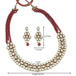 Aheli Wedding Wear Indian Kundan Beaded Necklace Earring Set Ethnic Traditional Jewellery for Women