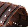 HZMAN Mens Alloy Ring Genuine Leather Bracelet Bangle Cuff Silver Tone Adjustable