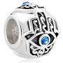 LovelyJewelry Sterling Silve Evil Eye Blue Birthstone Crystal Charm Beads For Bracelet