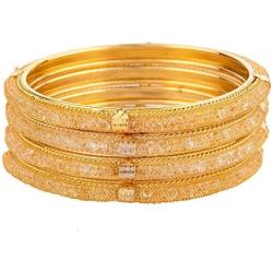 Efulgenz Indian Style Bollywood Gold Plated CZ Crystal Rhinestone Stone Wedding Bridal Bracelet Bangle Set Jewelry