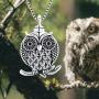 Aniu Cremation Jewelry Owl Charm Urn Pendant Necklace for Women - 925 Sterling Silver Memorial Ashes Keepsake Jewelry （with Fill Kit and Gift Box）