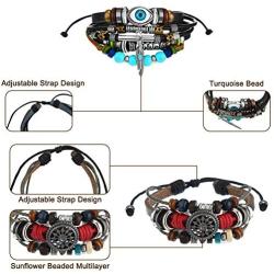Bohemian Leather Necklace Bohemian Jewelry Set Crescent Choker Leather Necklace Beaded Multilayer Bracelet for Native American Halloween Party Costume Accessories