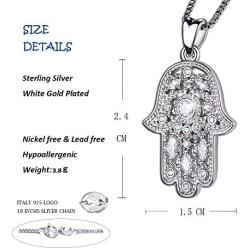Hamsa Hand Necklace for Women Girls,S925 Sterling Silver Fatima Hand Pendant Necklace Vintage Fatima Evil Eye Pendant Jewelry,Sacred Lotus Charm Jewelry Gift Womens Path of Symbols Friendship