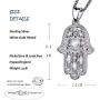 Hamsa Hand Necklace for Women Girls,S925 Sterling Silver Fatima Hand Pendant Necklace Vintage Fatima Evil Eye Pendant Jewelry,Sacred Lotus Charm Jewelry Gift Womens Path of Symbols Friendship