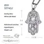 Hamsa Hand Necklace for Women Girls,S925 Sterling Silver Fatima Hand Pendant Necklace Vintage Fatima Evil Eye Pendant Jewelry,Sacred Lotus Charm Jewelry Gift Womens Path of Symbols Friendship