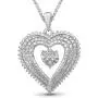 JEWELEXCESS Sterling Silver (.925) Heart Necklace with White Diamond Accent | Jewelry Pendant Necklaces for Women with Round White Diamonds & 18 inch Rope Chain with Spring Clasp