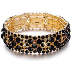 EVER FAITH Womens Round Austrian Crystal Elegant Bridal Stretch Bracelet