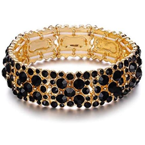 EVER FAITH Womens Round Austrian Crystal Elegant Bridal Stretch Bracelet