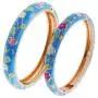 UJOY Cloisonne Bracelet Openable Hinge Gold Cuff Enamel Flower Blue Bangle Jewelry Gift for Women 55A86