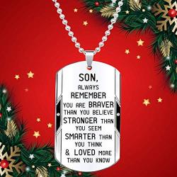 Elegant Chef Son Inspirational Jewelry Necklace Gift- Always Remember You are Braver Stronger Smarter