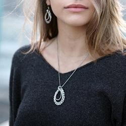PZ Paz Creations 925 Sterling Silver Lace Drop Necklace, Made in Israel