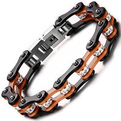 BEMI Cool Style Gothic 10MM Wide Bike Motorcycle Chain Polished Stainless Steel Link Bracelet for Men