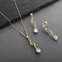 Mariell Graceful 14K Gold CZ Teardrop Necklace & Earrings Jewelry Set - Bridal, Bridesmaid & Prom Glam