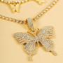 Statement Big Butterfly Pendant Necklace - Rhinestone Tennis Chain Butterfly Choker Set for Women Girls, Bling Bling Gold Silver Chain Iced Out Necklace Jewelry Gifts