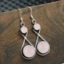 Natural Rose Quartz Earrings for Women Mom Wife 925 Silver Overlay handmade Dangle Earrings