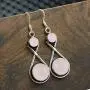 Natural Rose Quartz Earrings for Women Mom Wife 925 Silver Overlay handmade Dangle Earrings
