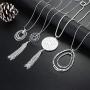 CASSIECA Long Pendant Necklace for Women Tassel Statement Necklace Set for Sweater Jewerly Accessories