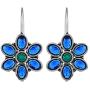 Saissa Silver Plated Oxidised Metal Lightweight Blue Stone Indian Earrings Jewelry for Girls and Women