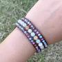 YGLINE Boho Handmade Natural Stone Bead 3 Row Wide Wrap Wrist Statment Bracelet Jewelry Collection