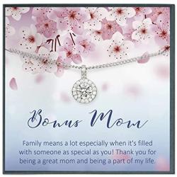 Grace of Pearl Bonus Mom Necklace, Bonus Mom Gifts for Stepmom Jewelry Gifts for Stepmother Necklace from Stepdaughter, from Daughter in Law Personalized Gifts