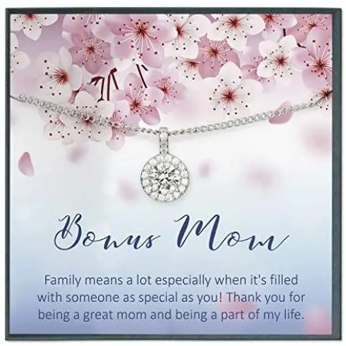 Grace of Pearl Bonus Mom Necklace, Bonus Mom Gifts for Stepmom Jewelry Gifts for Stepmother Necklace from Stepdaughter, from Daughter in Law Personalized Gifts