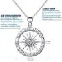 .925 Sterling Silver Cubic Zirconia Compass Necklace, 16''+2''Extender