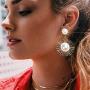 Exaggerated Big Drop Earrings for Women Big Pearl Round Dangle Earrings Wild Sun Earrings Female Fashion Jewelry