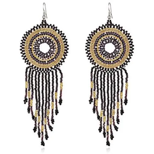 Bohemian Dream Catcher Beaded Tassel Earrings Boho Statement Long Hoop Earring Fringe Chandelier Drop Big Handwoven Native American Mexican Dangle Jewelry Bohemian Dream Catcher Beaded Tassel Earrings Boho Statement Long Hoop Earring Fringe Chandelier Drop Big Handwoven Native American Mexican Dangle Jewelry