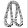 14K White Gold Cuban Link Chain Necklace for Men Real 14MM 14K Karat Diamond Cut Heavy w Solid Thick Plated Clasp US Made