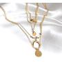 Layered Moon Metal Crescent Necklace, Necklace Layered Circle & Moon Necklace Bar Pendant Necklace Alloy Initial Necklace Gifts for Women Girl (Silver)
