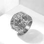 Trendsmax 316L Stainless Steel Signet Ring for Men Boys Carved Cross Crown Silver Tone Finger Ring Gothic Cool Size 8-13