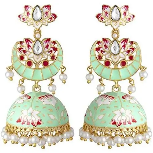 Aheli Vintage Oxidized Dangle Jhumka Jhumki Encrusted with Faux Kundan Stone Statement Earrings for Women Aheli Vintage Oxidized Dangle Jhumka Jhumki Encrusted with Faux Kundan Stone Statement Earrings for Women